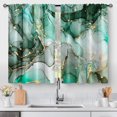 thumbnail image 1 of Green Marble Kitchen Curtains - Abstract Art Country Modern Short Cafe Tier Curtains Decor for Living Dining Room Bathroom Creative Texture Rod Pocket Window Drapes 2 Panels Set 28"x36", 1 of 5
