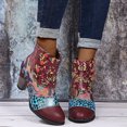 thumbnail image 5 of Chaussures pour Femmes Style National Rétro à Talon Moyen avec Fermeture Éclair Bottes Courtes en Cuir, 5 of 5