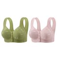 thumbnail image 1 of Latrodar Bras for Women Front Closure Womens Bralettes 2-Pack Supportive Bralettes Wireless Deep Cup Comfortable Full Coverage Bralette with Wide Straps Solid Embroidered Underwear for Ladies Athletic, 1 of 2