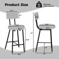 thumbnail image 2 of Bingirl Set of 2 Modern Upholstered Bar Stools - Counter Height Chairs with Round Seat, Back and Footrest for Kitchen Island, Dining Room or Pub (Grey), 2 of 8