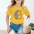 thumbnail image 2 of PMVFHDE Hauts pour Filles T-Shirts pour Filles T-Shirts Graphiques T-Shirts pour Fille Hauts d'Été Tendance pour Filles Hauts d'Été pour Fille T-Shirt Graphique Mignon pour Fille Col Rond Manches Courtes T-Shirt d'Été Jaune, 8-9 Ans, 2 of 5