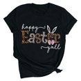 thumbnail image 2 of EGNMCR Chemise de Pâques à Manches Courtes pour Femmes Imprimé de Pâques Haut à Manches Courtes Col Rond T-Shirt pour Femmes, 2 of 3