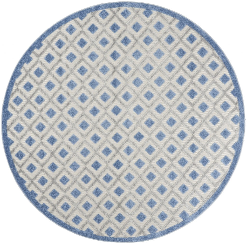 homeroots home decor 385161 Tapis Rond de 8 Pieds Bleu et Gris pour Intérieur et Extérieur