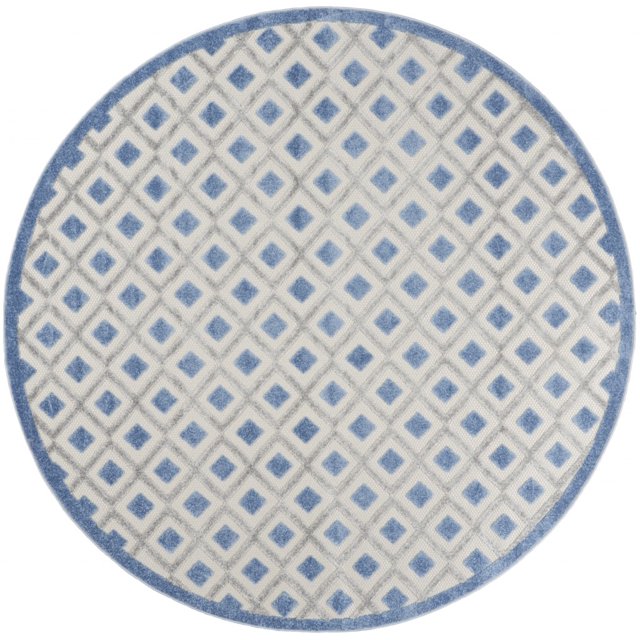 homeroots home decor 385161 Tapis Rond de 8 Pieds Bleu et Gris pour Intérieur et Extérieur