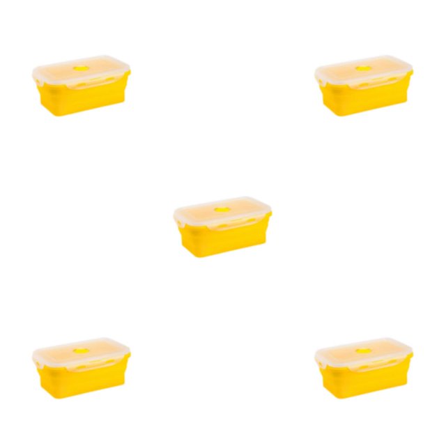 Thinsony Silica Gel Lightweight And Compact For On--Go Sealed Preservation Box Microwave Lunch Box Silicone Lunch Box yellow 540ml 5Set