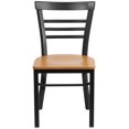 thumbnail image 3 of HERCULES Series Black Three-Slat Ladder Back Metal Restaurant Chair - Natural Wood Seat, 3 of 9
