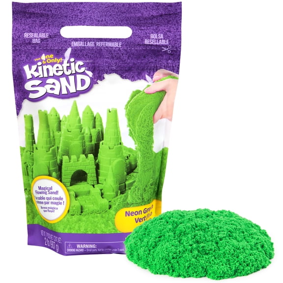 Kinetic Sand, 2lbs Green Play Sand, Moldable Sensory Toys for Kids, Resealable Bag (Packaging May Vary), for Ages 3 and up
