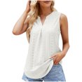 thumbnail image 1 of Timegard Womens Tank Tops Eyelet V Neck Ruched Tunic Tops Summer Beach Dressy Casual Solid Color Tee, 1 of 7