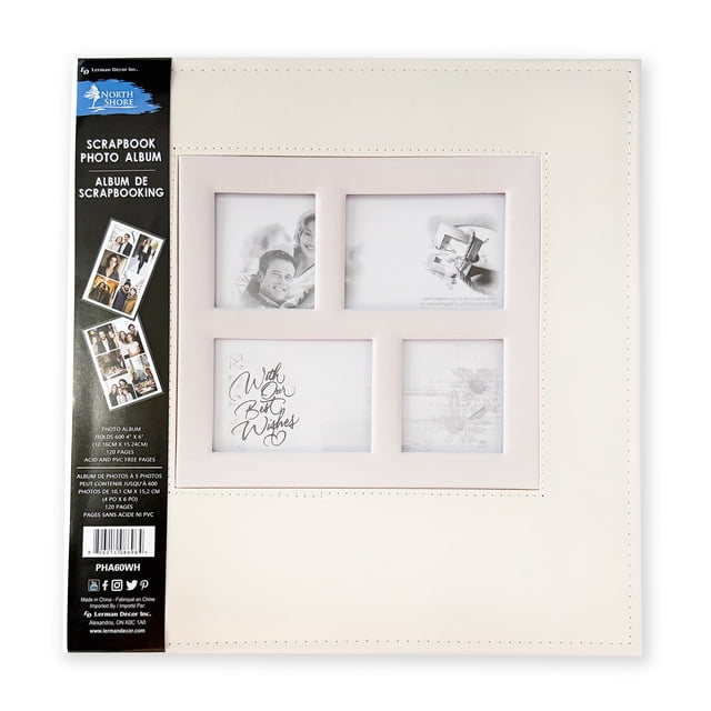 Album Photo de Scrapbooking North Shore avec Couverture Cousue Couleur Crème et Cadre de Fenêtre avant, Contient Quatre Fentes pour photos de Tailles Variées, Conçu pour Contenir 600 photos 4x6 sur 120 pages Sans Acide et Sans PVC pour une Conservation des photos Sécuritaire et à Long Terme.