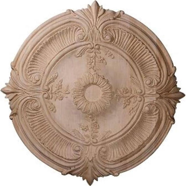 Ekena Millwork CMW20ACMA 20 Po. OD x 1,75 Po. P Médaillon de Plafond Feuille d'Acanthus Sculptée, Érable