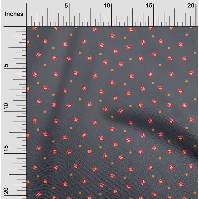oneOone Viscose Jersey Fabric Dot & Chinese Hand Fan Fashion Print Sewing Fabric BTY 60 Inch Wide