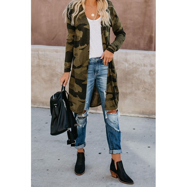 AAMILIFE Mode pour Femmes 2047 Cardigan en Tricot Douillet à devant Ouvert à Manches Longues Long