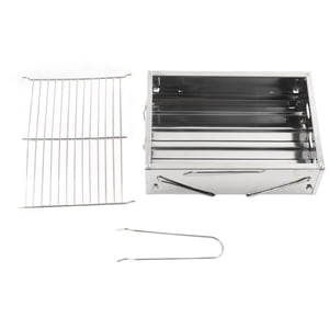 Portable Charcoal Grill Barbecue Grill, Small Bbq Grill Tabletop Charcoal Grill Camping Grill Foldable Stainless Steel Charcoal Grill for Outdoor Picnic Hiking Beach Cooking, 14.2x10.2 Inch