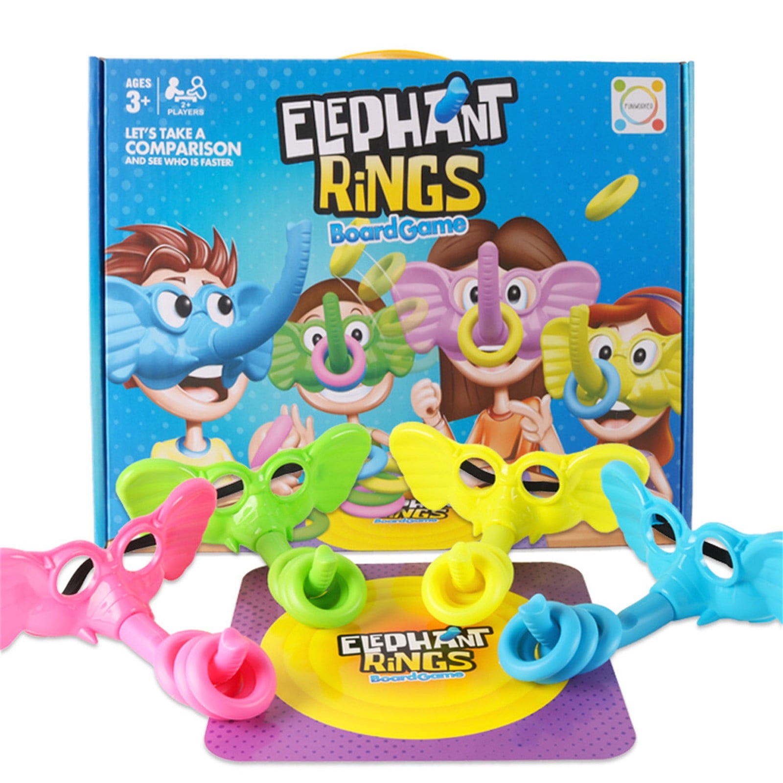 Riforla Elephant Rings Board Game Intelligence Throw Circle Funny Game Toy for Kids Tabletop Games as shown