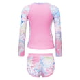 thumbnail image 2 of Xnihocha Littl E Big Girls Floral 2 Pcs Rash Guard Sets Zip Neck Swim Shirts With Shorts Swimsuits Pink 11-12Y, 2 of 7