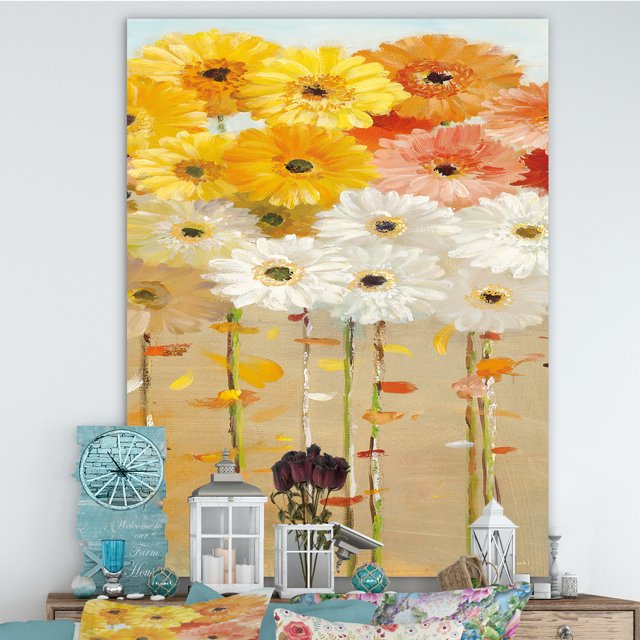 Designart - Marguerites Automne I - Art sur Toile Floral et Botanique