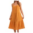 thumbnail image 2 of EGNMCR Robes de Fête pour Femmes Robe Décontractée Unie à Volants Dos Ouvert pour le Printemps et l'Été pour Femmes Jupe Courte, 2 of 8