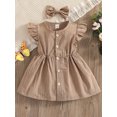 thumbnail image 2 of Honganda Girl Round Neck Dress, Children Solid Color Fly Sleeve Skirt Hairpin, 2 of 9