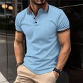 thumbnail image 1 of Lolmot Chemise de Sport à Rayures pour Homme, Col Rabattu à Boutons, Manches Courtes, 1 of 6