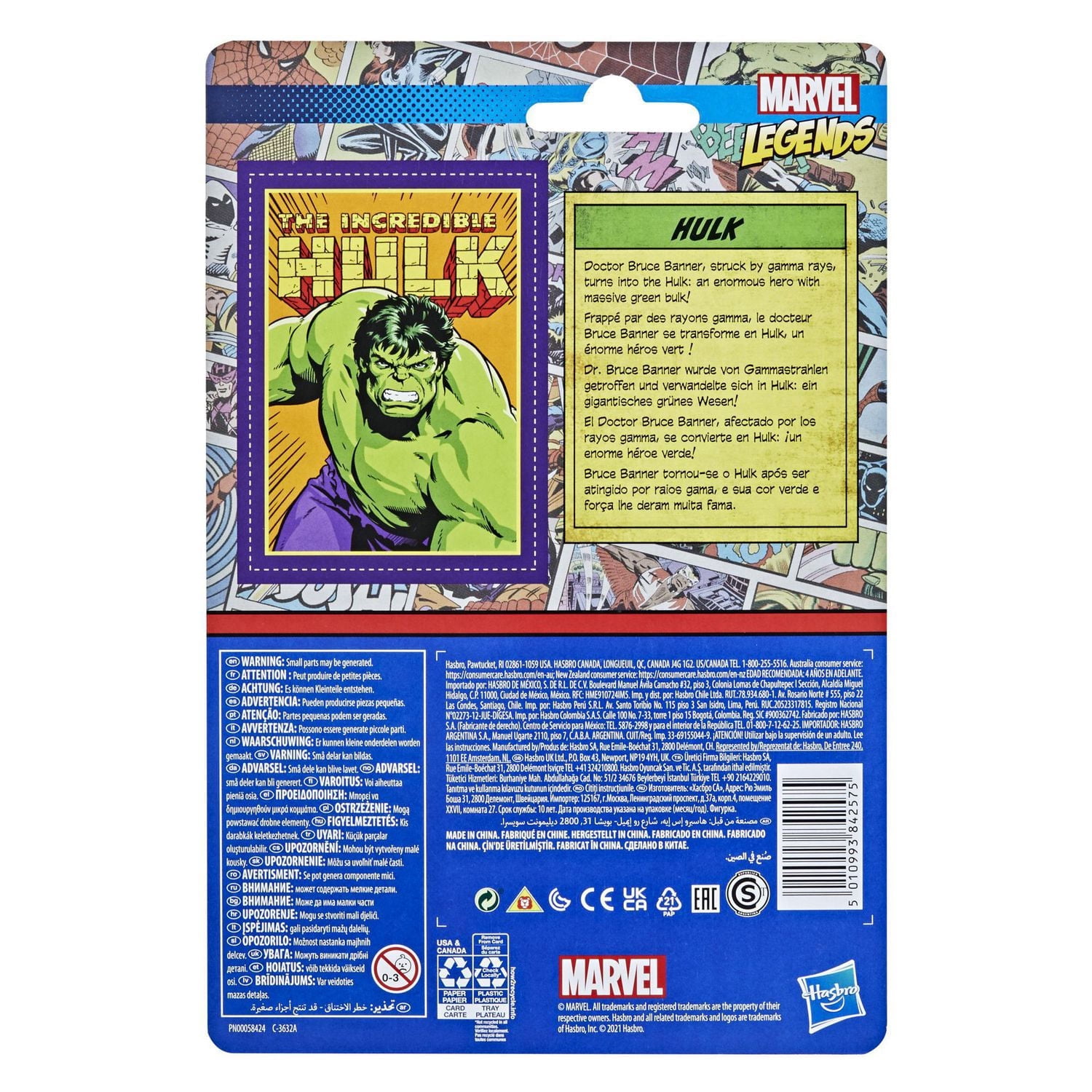 Hasbro Marvel Legends Series, figurine de collection retro Hulk de 9,5 cm
