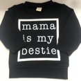 thumbnail image 1 of Baby Pullover Sweater, mama is my bestie Letter Printing Ribbed Closing Classic Round Neck Spring Clothing, 1 of 5