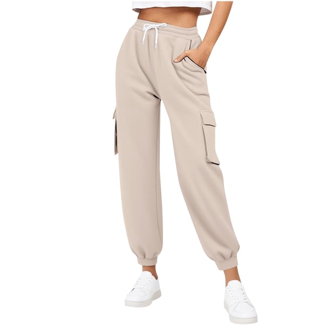 HAiming Womens Cargo Sweatpants Plus Size Wide Leg Drawstring Elastic Waisted Travel Casual Athletic Jogger Pants