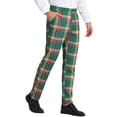thumbnail image 4 of INSPIRE CHIC Work Pants for Men Plaid Business Formal Prom Checked Trousers 34 Green Red, 4 of 7