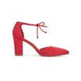thumbnail image 3 of BLISSFUL STEP Escarpins Habillés à Talons Blocs Hauts pour Femmes à Bout Pointu avec Bride à la Cheville Rouge 8, 3 of 8