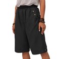 thumbnail image 1 of Innerwin Women's High Waisted Mini Beach Shorts, Solid Color, Black, Size S, 1 of 2