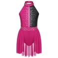 thumbnail image 3 of Runhomal Robe de Danse Ballet Sans Manches pour Filles Enfants, Justaucorps de Gymnastique Rose Vif&Noir 16, 3 of 7