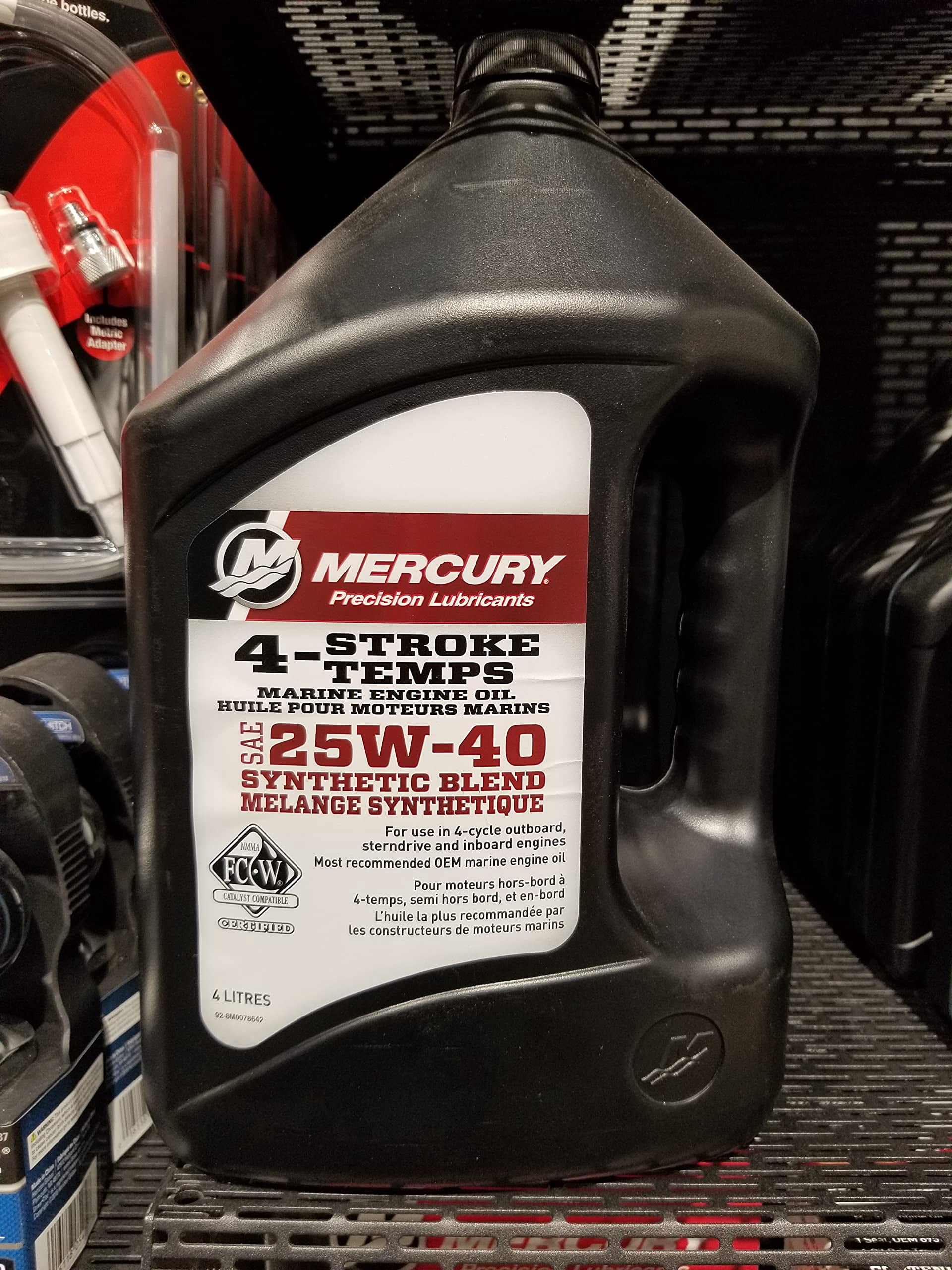 Mercury Marine 25W-40 Synthetic Blend Marine Engine Oil - 1 US Gallon/3.76L, 8M0078642