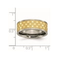 thumbnail image 3 of Mens Titanium 8mm Yellow Plated Checkered Wedding Band Ring, 3 of 4