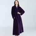 thumbnail image 1 of Ladies Zip Fleece Waffle Long Dressing Gown Fluffy Towelling Bathrobe Sleepwear, 1 of 5