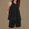 thumbnail image 3 of Womens Two Piece Lounge Set Summer Vacation Outfits Patchwork Sleeveless Tank Top and Shorts Sets with Pockets, 3 of 8