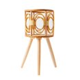 thumbnail image 2 of Garoy Rattan Indoor Plant Stand Straw Woven Flowers Pot Holder Stool With Legs Floor Planter Baskets Rack Wooden Plant Shelf,Modern Wooden Flower Pot Holder with Stand,Rattan Wicker Planter Shelf, 2 of 9
