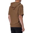 thumbnail image 3 of INSPIRE CHIC Men's Short Sleeve Hoodies Solid Color Zip Up Jackets with Hood M Brown, 3 of 7