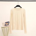 thumbnail image 1 of LNGOOR T-Shirt de Base Uni en Modal à Col Rond à Manches Longues pour Femmes, Automne, T-Shirt de Base, Hauts, T-Shirt Passe-Partout, Grande Taille, sous-Vêtement, 1 of 7