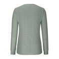 thumbnail image 4 of Timegard Hauts à Oeillets pour Femmes Col Rond Manches Longues Bouffantes T-Shirts Transparents Chic Décontracté Hauts Amples, 4 of 5