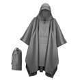 thumbnail image 4 of lionlar Poncho de Pluie à Capuche Imperméable Réutilisable avec Poche Veste à Manches Longues pour l'Extérieur Gris, 4 of 9