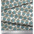 thumbnail image 2 of Soimoi Poly Georgette Fabric Leaves & Floral Block Printed Fabric 1 Yard 42 Inch Wide, 2 of 3
