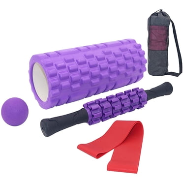 5-in-1 portable fitness massage roller, foam roller, 1 roller bar, massage balls, resistance bands, for pilates massage yoga fitness gym, sports recovery and wellness