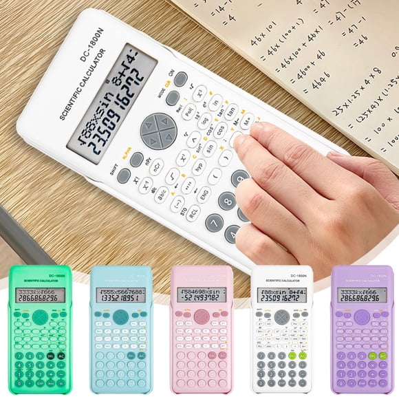Bowayaoa Calculatrice Scientifique à 240 Fonctions, Calculatrice de Bureau à Affichage 2 Lignes pour Étudiants, Outil d'Examen de Mathématiques et d'Ingénierie pour l'École, Plastique Portable avec Étui de Protection, Bleu/blanc/rose/violet/vert