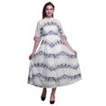 thumbnail image 1 of Bimba Robe pour Femmes à Manches Retroussables Imprimée Teinture sur Nœuds, Col Mandarin, Chemise Boutonnée - X-Grand, 1 of 5
