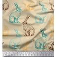 thumbnail image 1 of Soimoi Orange Poly Crepe Fabric Rabbit Animal Print Fabric by the metre 42 Inch Wide, 1 of 3