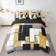 thumbnail image 2 of YST Yellow Black Grey Bed In A Bag 7 Piece Queen Abstract Geometric Bedding Set Sequins Checkered Comforter Set With Sheets For Kids Adults Buffalo Check Grids Bed Set, 2 of 5