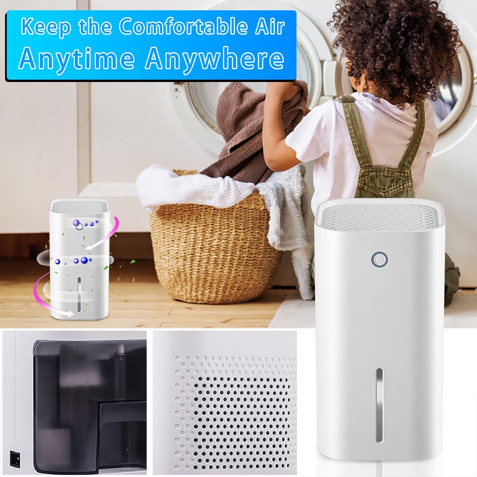 Suncoda Home Dehumidifier, Household Dehumidifier, Household Silent Dehumidifier, Bedroom Bathroom Basement Closet Household Portable Small Dehumidifier