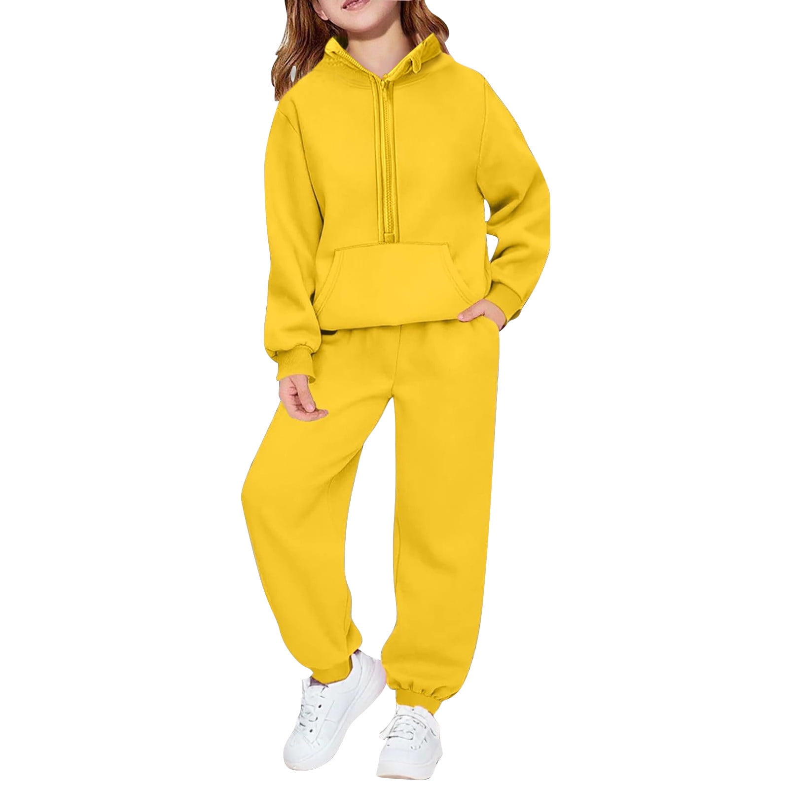 BLVB Boys Girls 2 Piece Outfits Tracksuit Hoodie Half Zip
