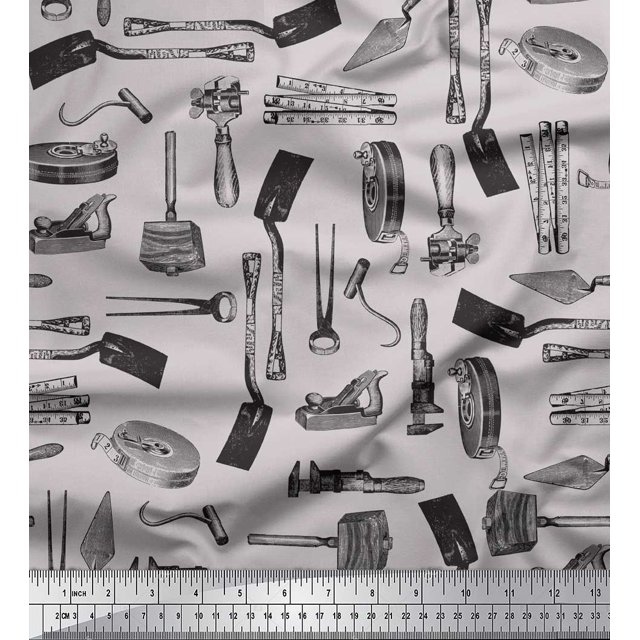 Soimoi Gray Georgette Viscose Fabric Gardening Tools & Hardware Decor Fabric Printed Yard 42 Inch Wide