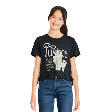 Justice Girls' Lace-Up Graphic Tee