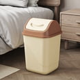 thumbnail image 4 of Square Trash Can With Lid Office Bathroom Waste Bin Plastic Garbage Container Odor Control Small Space Desk Yellow Yellow, 4 of 6